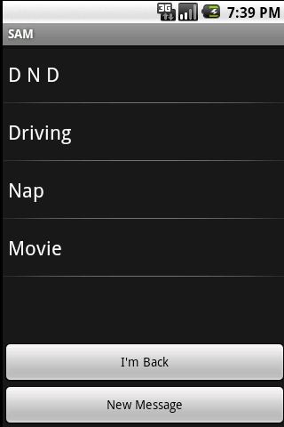 Text Away Message PRO - SAM Screen 3