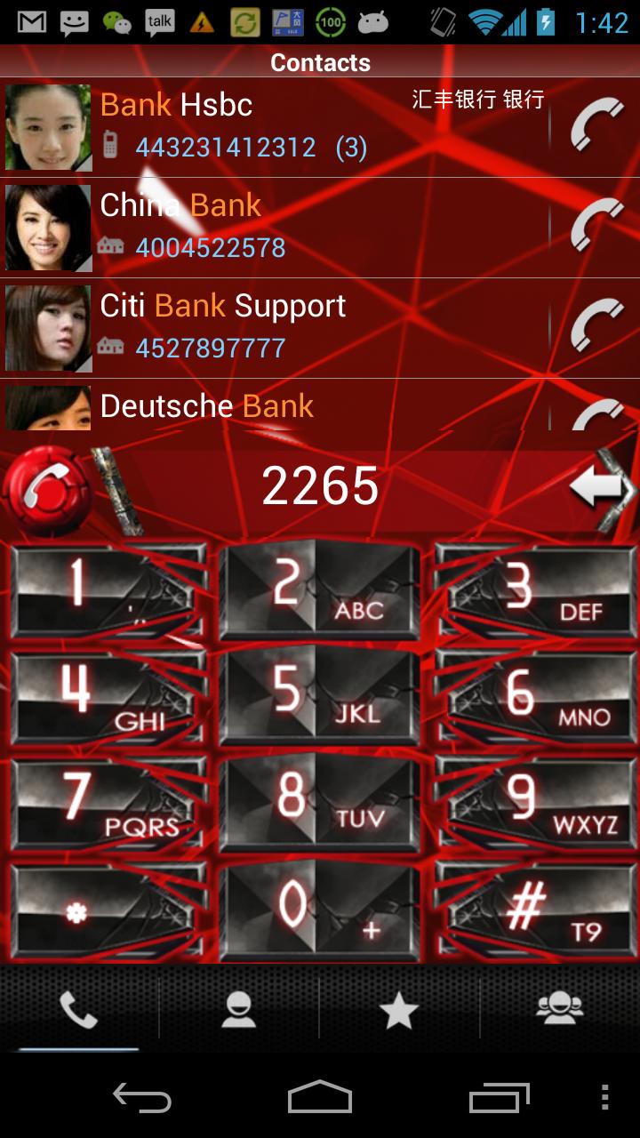 Android application RocketDial Cool Red Theme screenshort