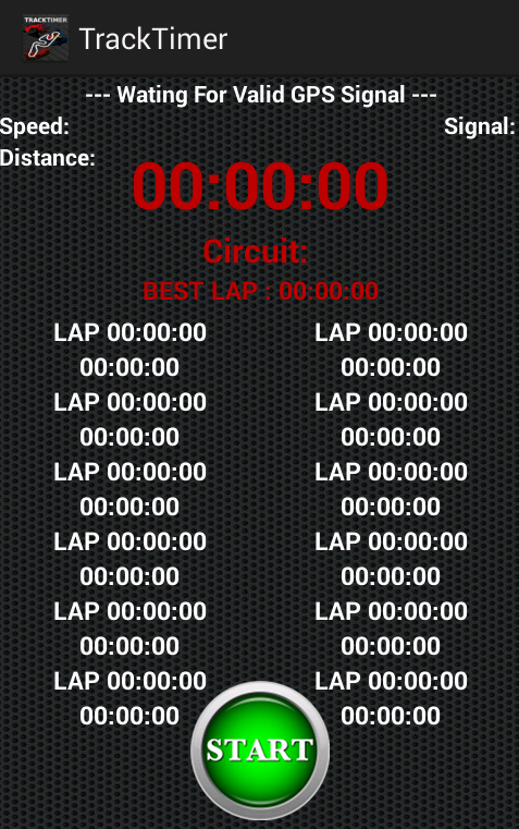 TrackTimer Screen 2