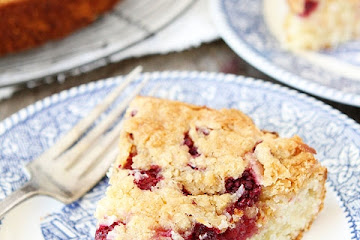 Raspberry Coconut Cake with Coconut Streusel