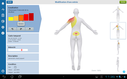 Capture d'ecran de l'application Android Pain Diary - CatchMyPain PRO