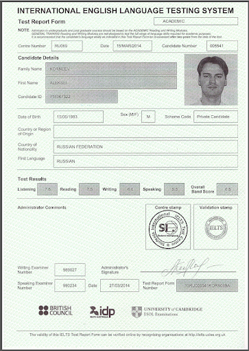 IELTS TOEFL Certificate