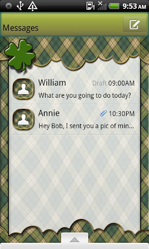 GO SMS THEME ShamrockPlaid4U