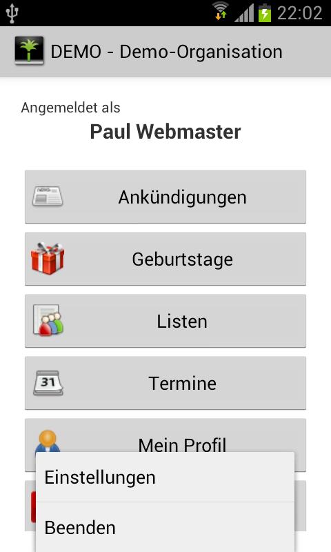 Android application Appmidio - die App für Admidio screenshort