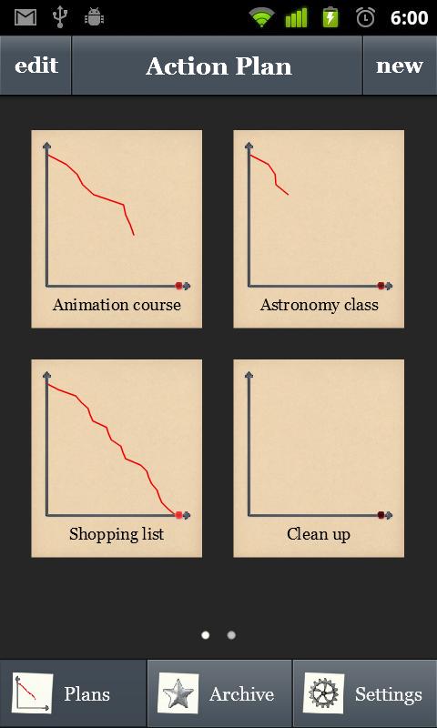 Android application Action Plan screenshort