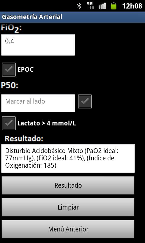 Gasometría Arterial Screen 2