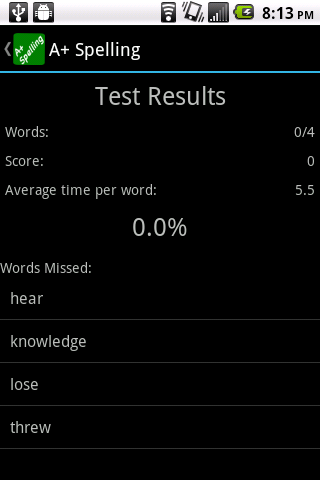 A+ Spelling Screen 2