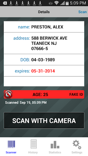 Bar Club Stats ID Scanner