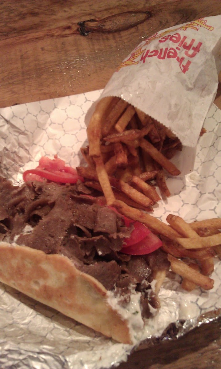 gyros on Rose's wheat free bakery pita!