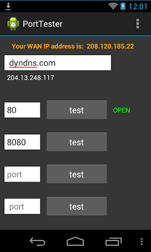 Port open tester