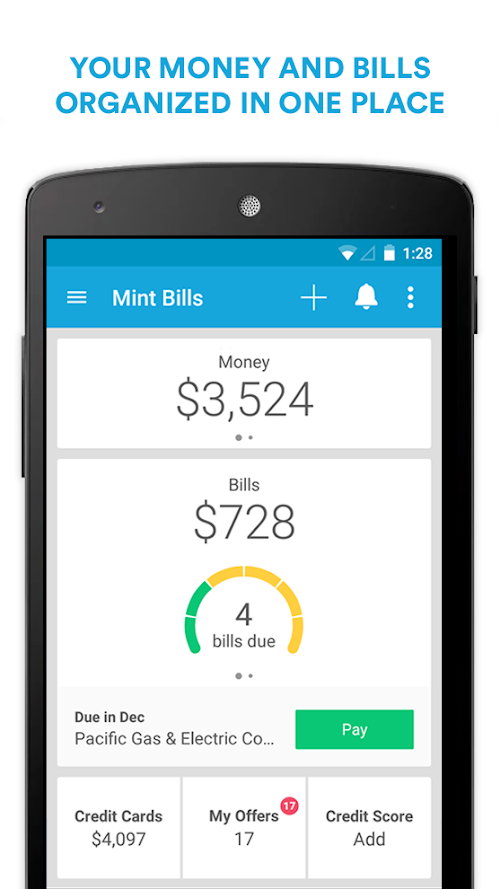 Android application Mint Bills: Bill Pay &amp; Money screenshort