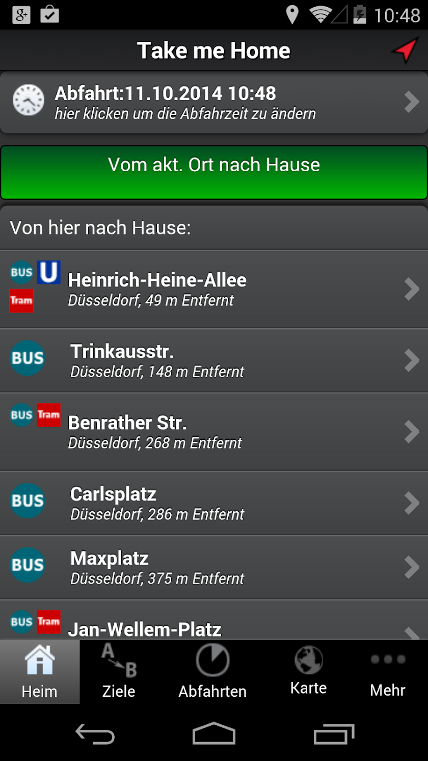 A+ Düsseldorf Journey Planner Screen 1