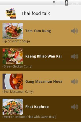 Thai Food Menu Talk