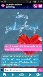 GO SMS Theme Red Heart Screenshots 0