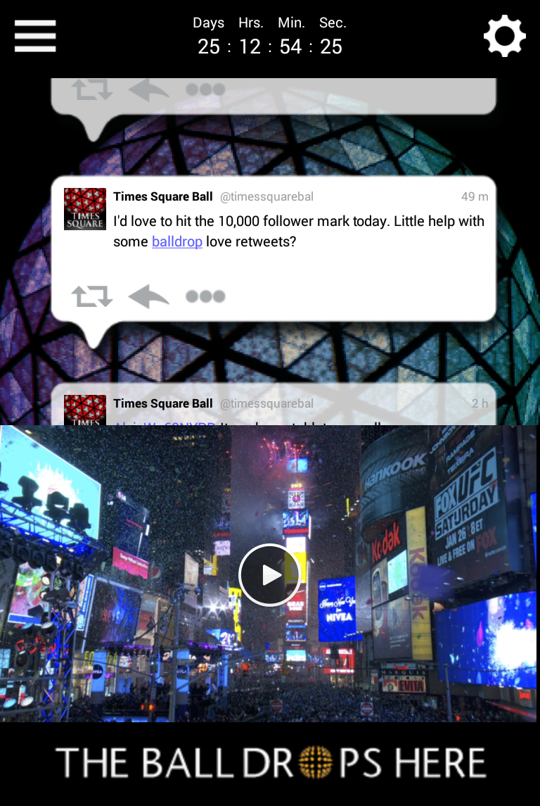 Times Square Official Ball App Screen 1