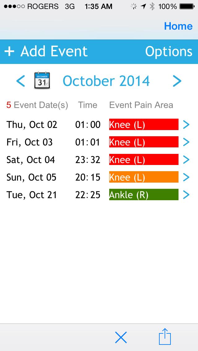 Pain Tracker Screen 2