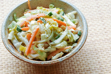 SPICY COLESLAW + TAHINI DIJON DRESSING