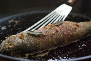 Pan Fried Trout with Prosciutto, Pine Nuts and Crispy Sage
