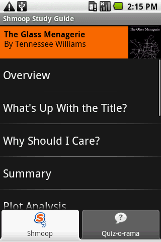 Android application The Glass Menagerie screenshort