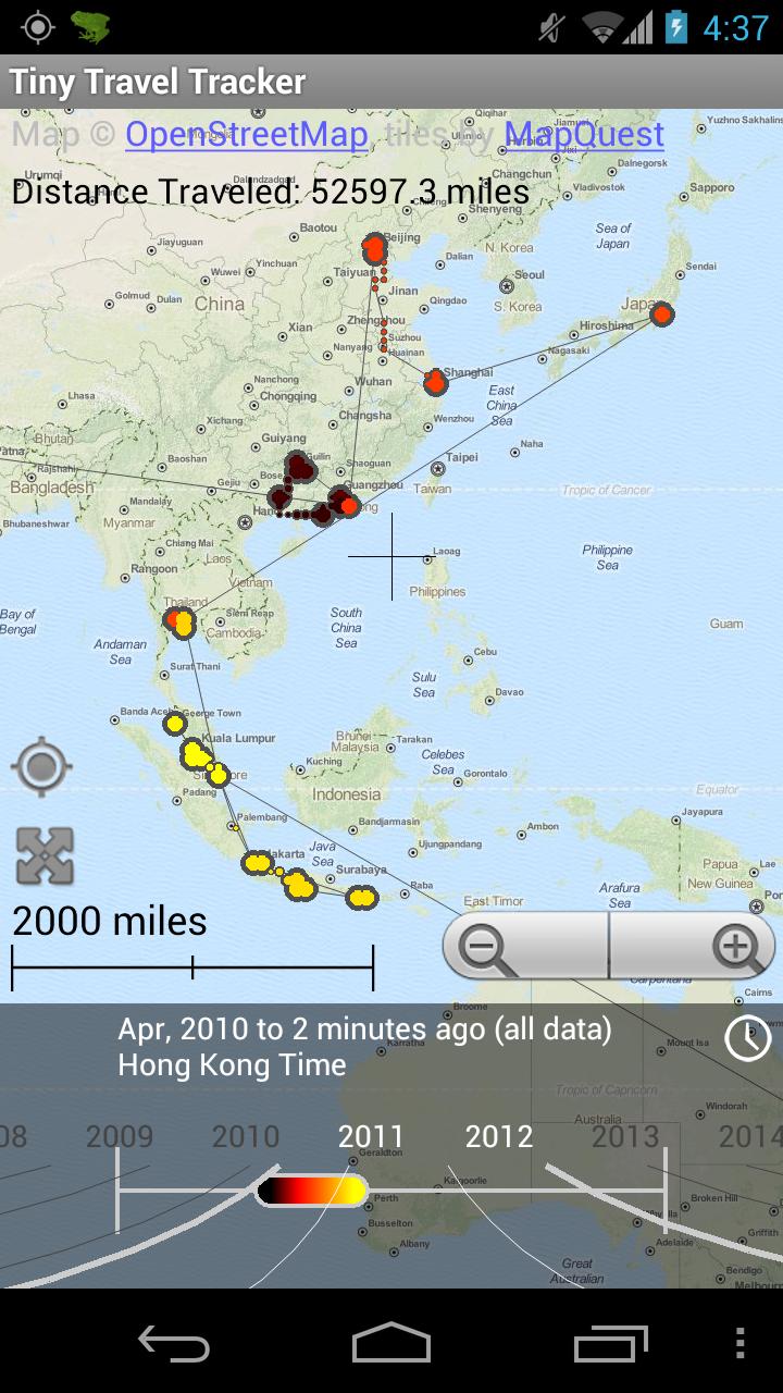 Android application Tiny Travel Tracker screenshort