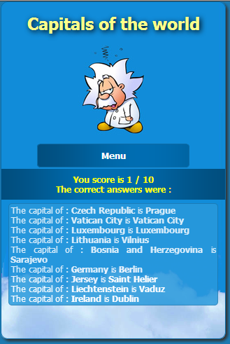 World Capitals Quiz ++ Screen 3