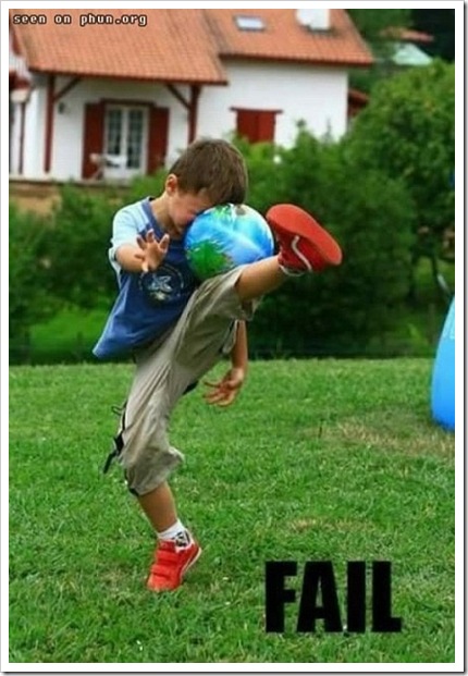 FAIL - Funny kid picture - Kids fails to kick the ball.