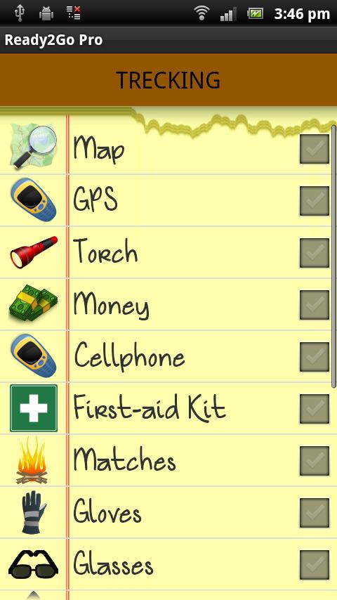 Ready2Go Pro - Checklist Screen 2