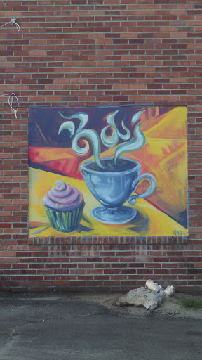 Coffee and  cupcake mural