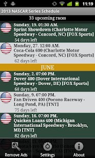 2017 Nascar Series Schedule - náhled