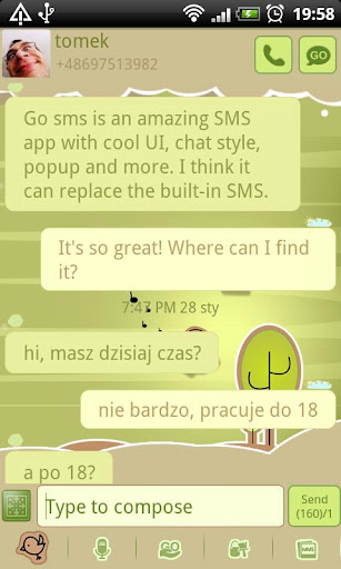 GO SMS Pro Retro Bird Theme