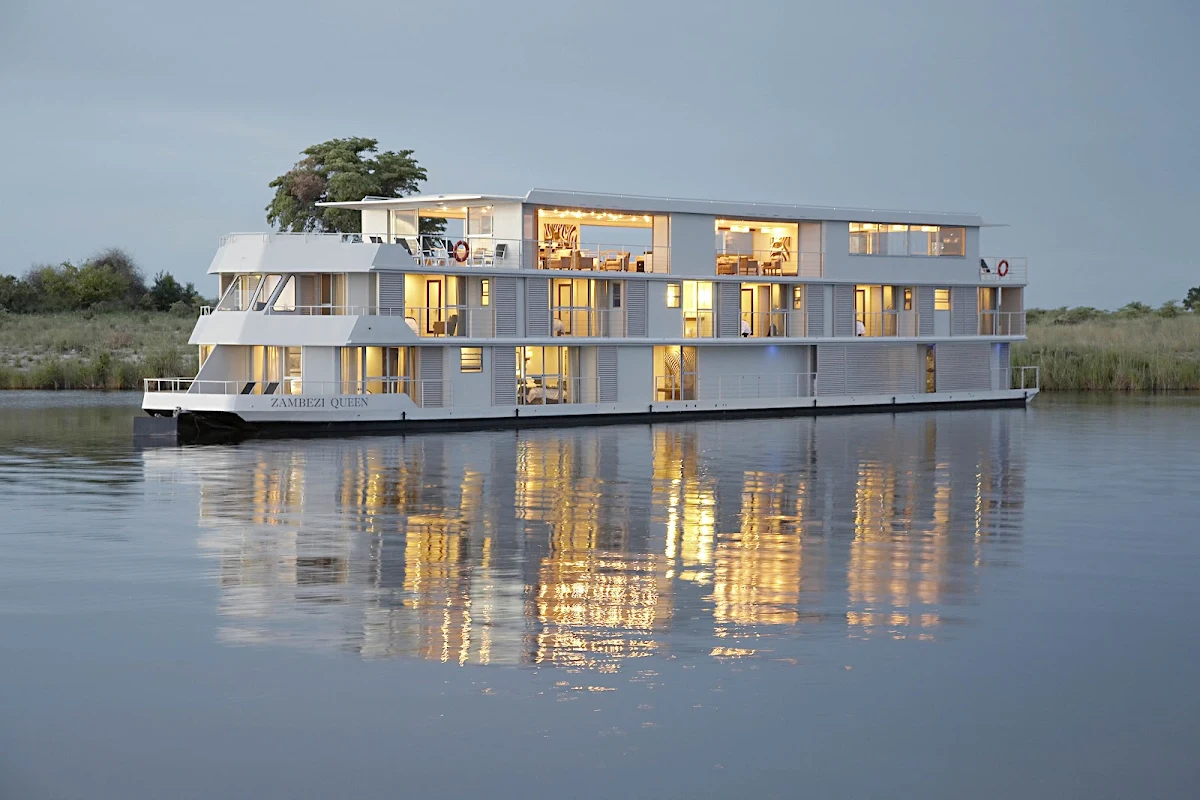 Zambezi-Queen-exterior - The Zambezi Queen offers a luxurious river safari on the Chobe River where Zimbabwe, Zambia, Botswana and Namibia all meet.