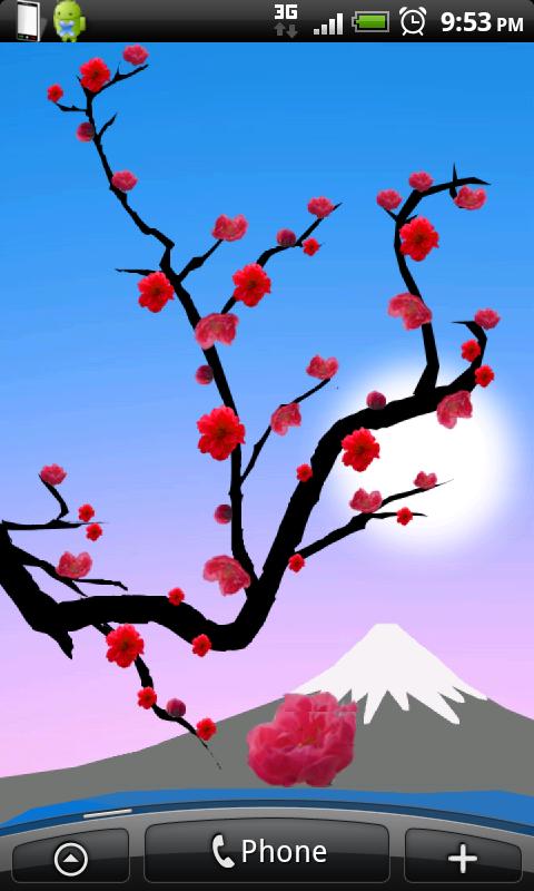 Android application Lovely Red Sakura Live WP+ screenshort