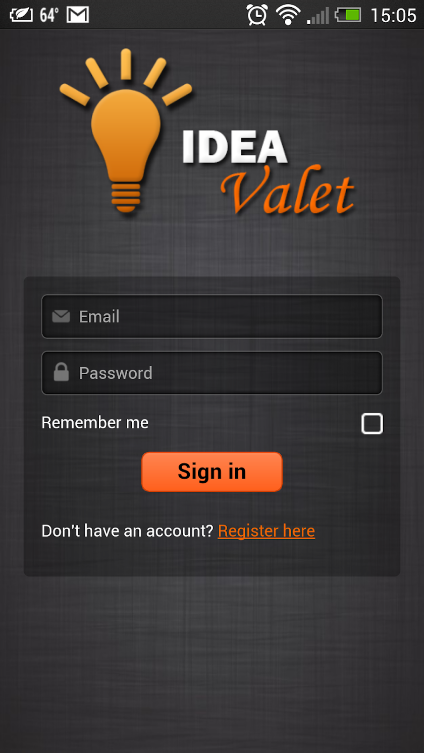 Idea Valet Screen 1