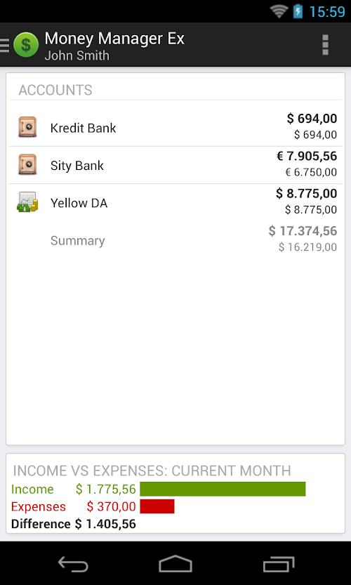 Android application Money Manager Ex for Android screenshort