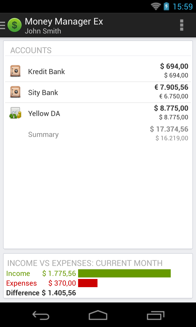 Money Manager Ex for Android Screen 1
