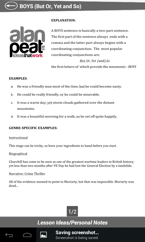 Alan Peats Exciting Sentences Screen 1