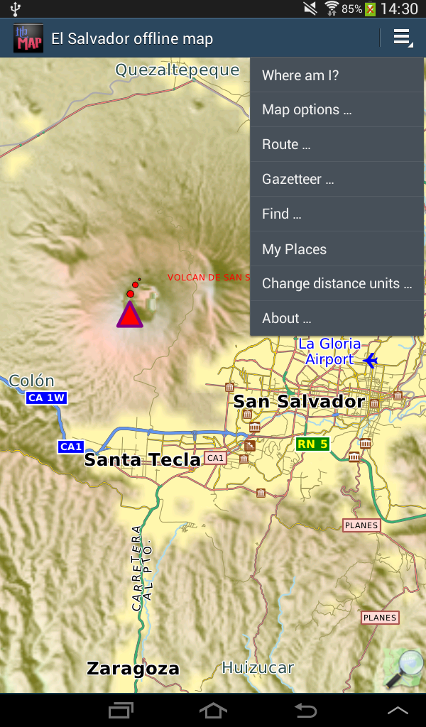 Android application El Salvador offline map. screenshort