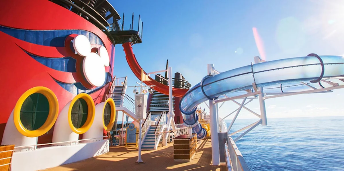 Disney-Magic-waterslide - Disney Magic features a waterslide that extends over the side of the ship — sure to provide an adrenaline rush.