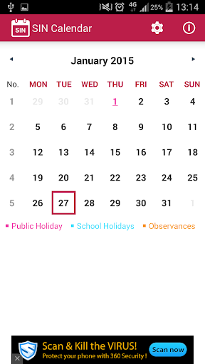 【免費生產應用App】SIN Calendar (Singapore)-APP點子