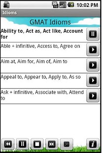 GMAT/GRE/SAT Idioms Audio Screenshots 1