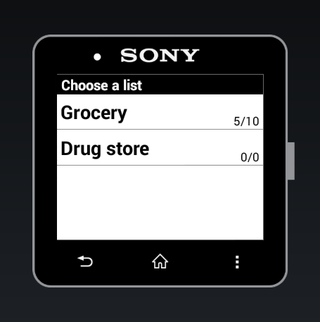 Shopping List for SmartWatch 2