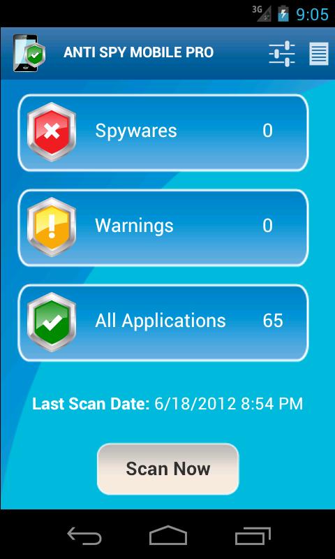 Android application Anti Spy Mobile PRO screenshort