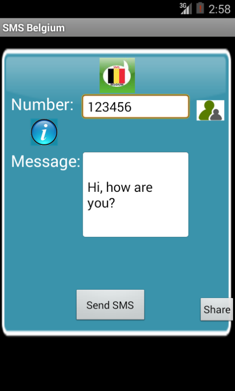 Free SMS Belgium Screen 1