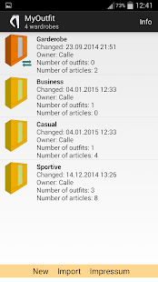Android application MyOutfit screenshot