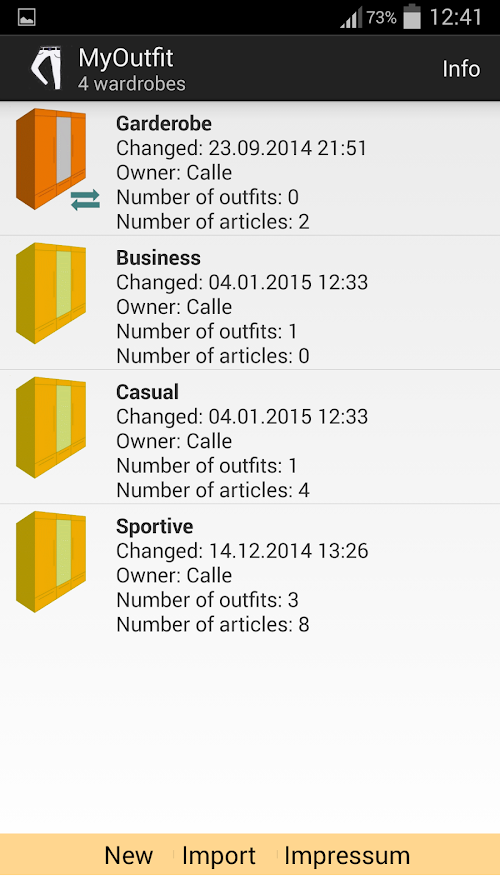 Android application MyOutfit screenshort