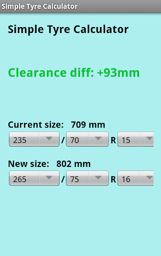 Simple tyre calculator