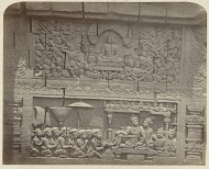 Reliëf in de muur aan de noordzijde van de Borobudur