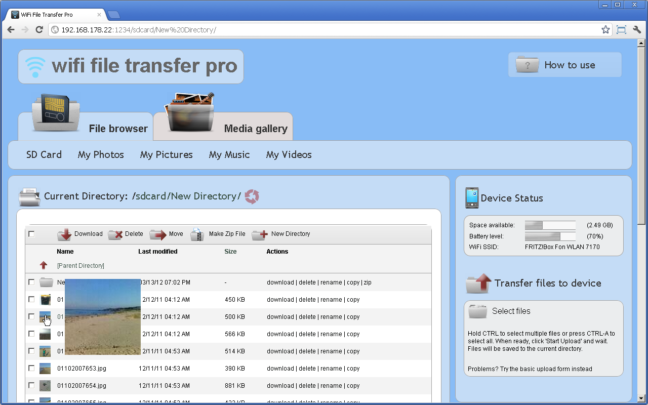 WiFi File Transfer Pro - screenshot