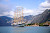 Royal Clipper arrives in Kotor, Montenegro, as part of a Mediterranean itinerary.  The ship carries just 227 guests and boasts 19,000 square feet of open deck and three swimming pools.