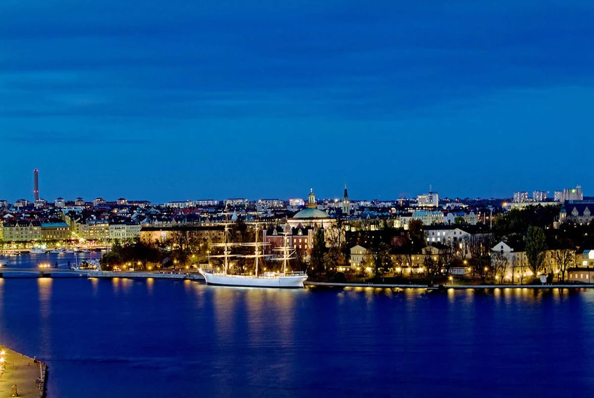 blue-hour-Stockholm-Sweden - The "Blue Hour"along the waterfront in Stockholm, Sweden.